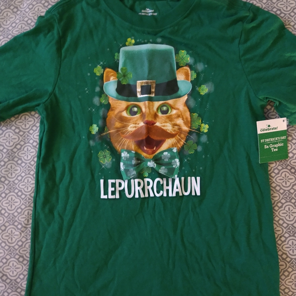 St. Patrick's day kids cat shirt